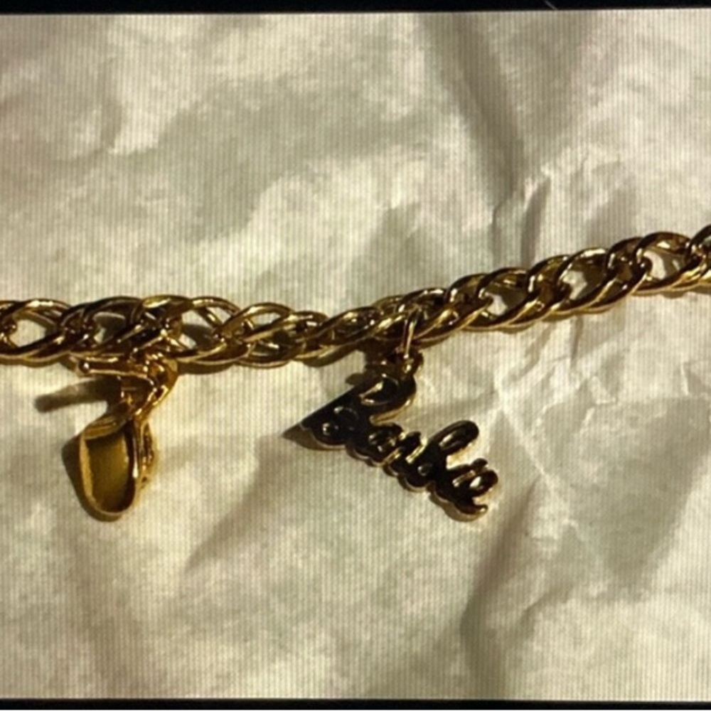 Gold Chain Barbie Bracelet with Name Charm 7” long